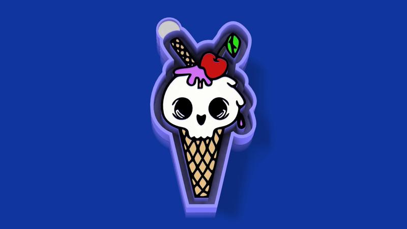 🍦💀 Ice Cream Skull – Freshie, Keychain, Resin & Candle Mold