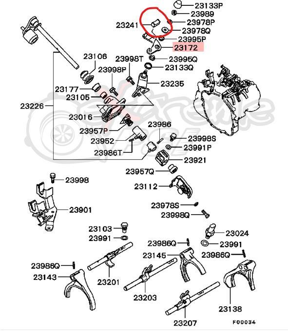 Evo 8 5-Speed gear select lever shoe