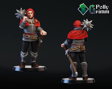 Fantasy warrior soldier with mace and sword