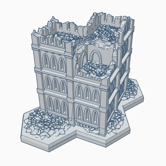 Gothic Ruined Building 12 with Hex Base GRHB012