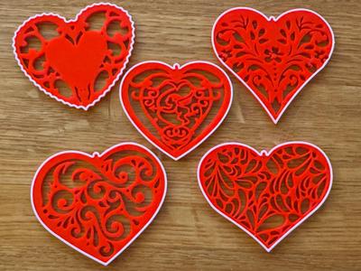 Heart Shaped ornaments set -Two color & Easy print
