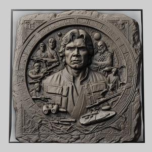 Star Wars Han Solo 3d printer relief medallion stone tablet obj stl