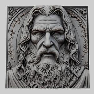 Lord of Rings Saruman 3d printer relief medallion stone tablet obj stl