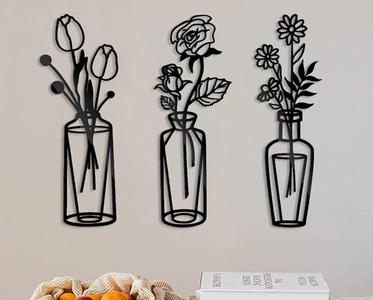 Wall art vase with flowers