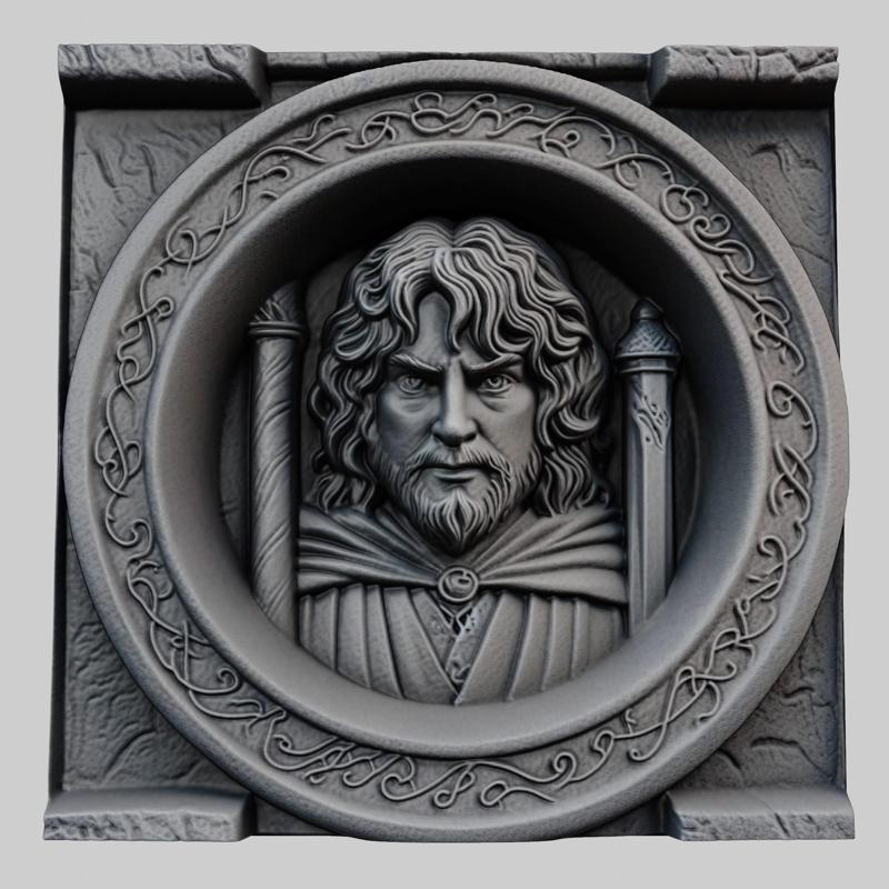 Lord of Rings Frodo Baggins 3d printer relief medallion stone tablet obj stl