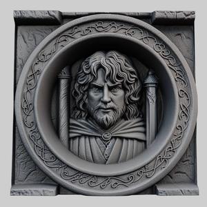 Lord of Rings Frodo Baggins 3d printer relief medallion stone tablet obj stl