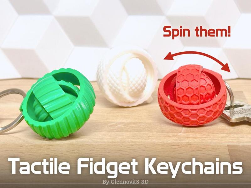 Tactile Fidget Keychain (spinning fun rings toy)