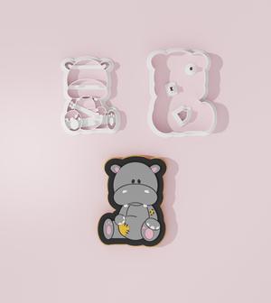 Baby Hippo with Bow Cookie Cutter with CCHub Logo