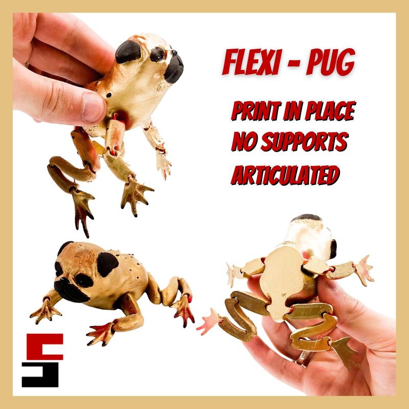 Pug Flexi Toad Frog articulated print-in-place no supports dog