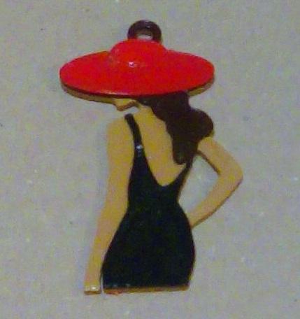 Woman with hat 4-color keychain