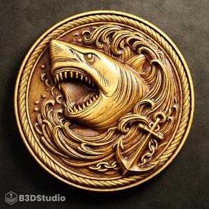Shark Relief for CNC Laser and 3D Print STL File and 4K Grayscale TIF - High Detail 3D Model