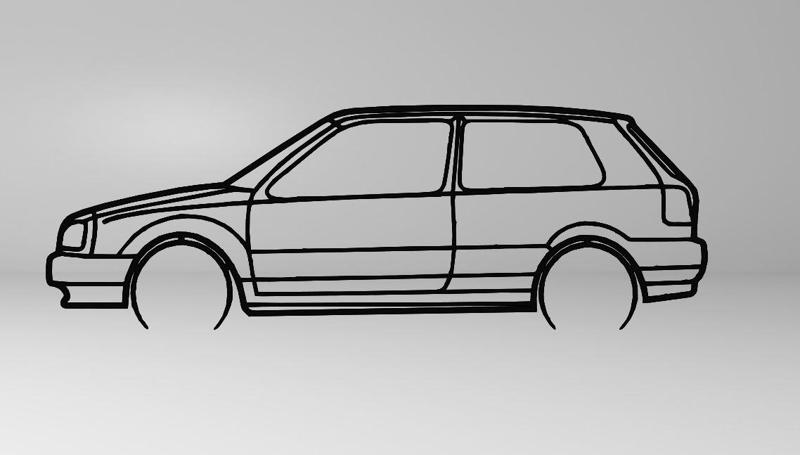 Line art vw golf 3, wall golf 3, 2d golf 3, golf 3 decor, golf 3 decoration