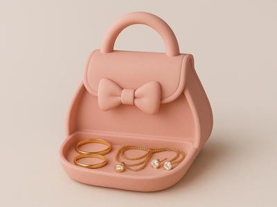Bow Purse Jewelry Tray Necklace Earring Holder