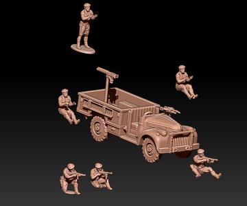 ww2 sas truck with wickers and crew in berets