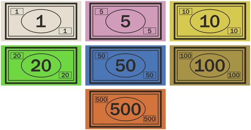 Monopoly style money