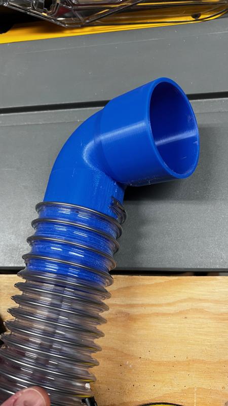 Male Dewalt Table Saw 90 deg Hose Adapter 2.5 inch CCW Thread