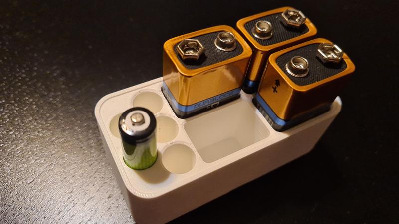 Gridfinity 2x1x3u Battery Holder 9V Block & AAA