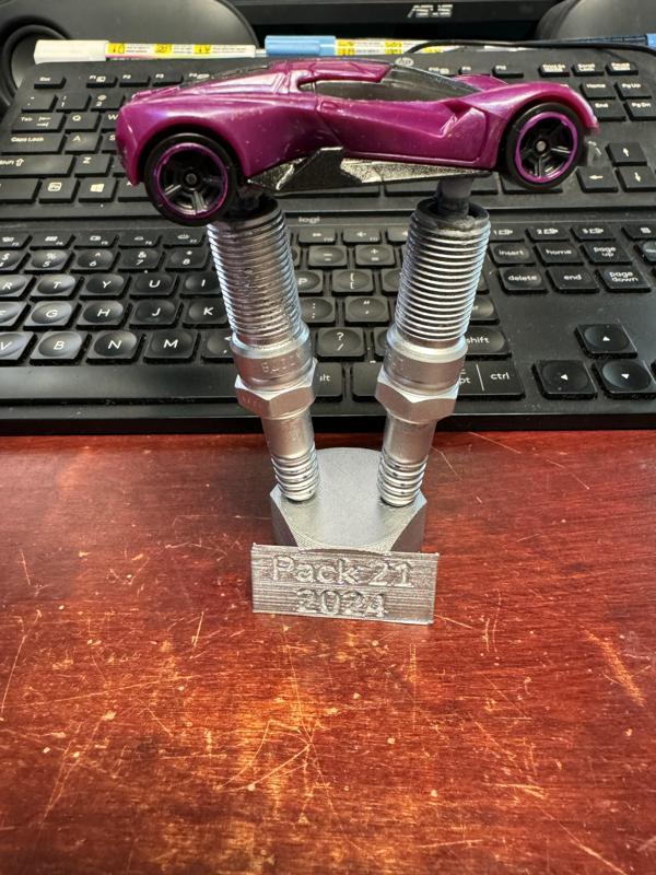 Pinewood Derby Spark Plug Trophy