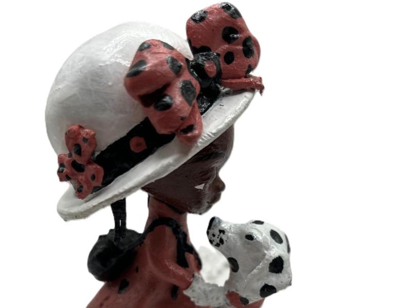 Black Girl Petting Dalmation Dog