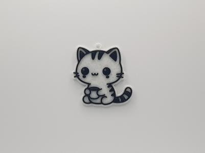 Cat with Coffee Keychain