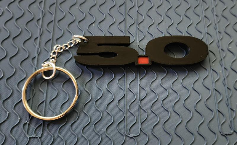 Two-Color Mustang 5.0 Keychain