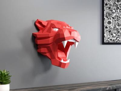 Tiger Head Low Poly - Art Wall Decor