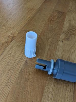 Adaptor Airtrack air pump to blowing up paddling pool (Fusion360)