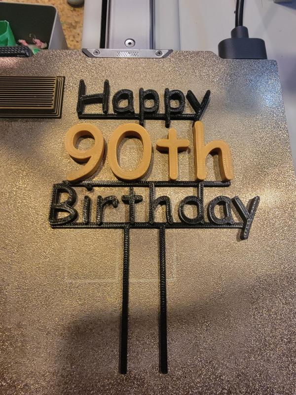 Two color Happy 90th birthday Topper