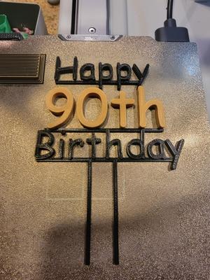 Two color Happy 90th birthday Topper