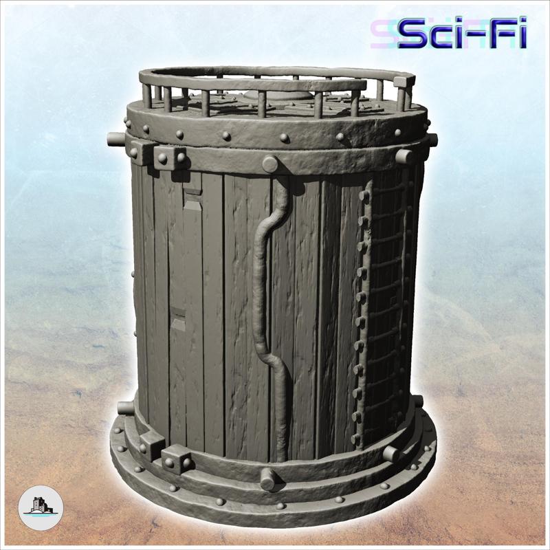 Round storage silo with reinforced wooden access ladder (12) - Future Sci-Fi SF Post apocalyptic  Tabletop Scifi