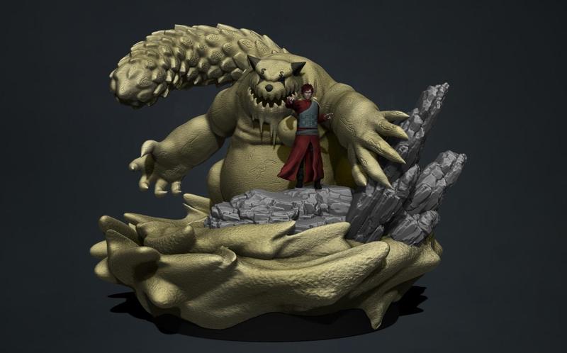 gaara and shukaku 3d print statue 3D print model - naruto shippuden -