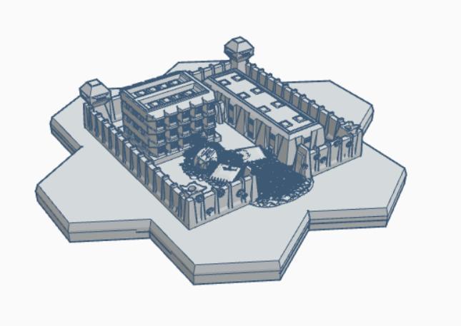 Ruined Security Complex Hex Map Scale HMSMilR015