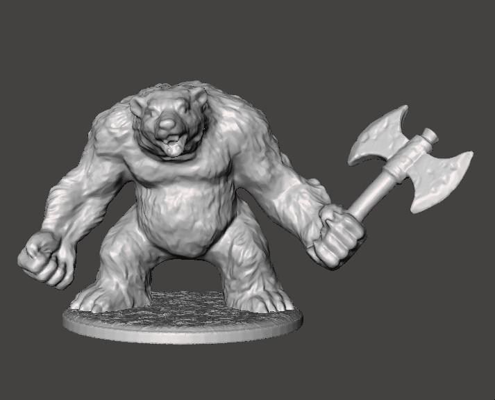 WEREBEAR CREATURE MINIATURE MODEL FOR FANTASY GAMES DND AND RPG