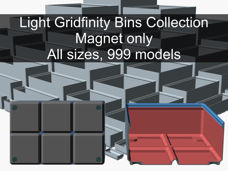 Light Gridfinity Bins Collection with Magnet only