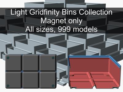 Light Gridfinity Bins Collection with Magnet only
