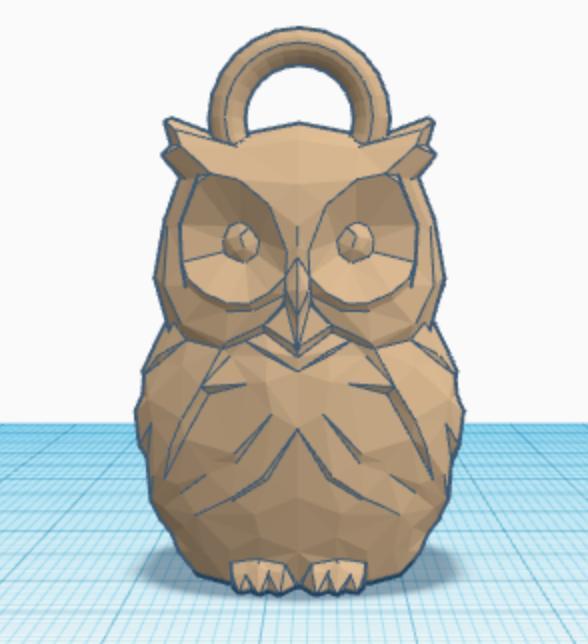 Lowpoly owl keychain