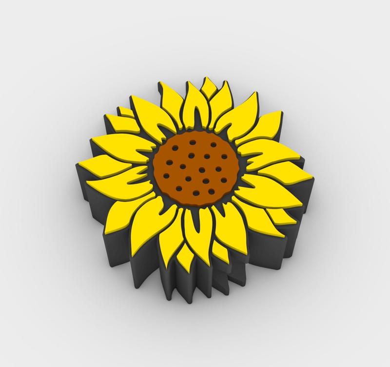 Straw Topper sunflower Fits Standard & Stanley Straws | STL, 3MF pre-painted