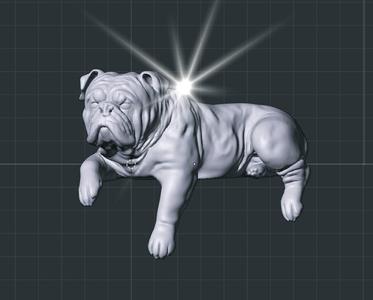 Realistic Bulldog Resting on Pedestal 3D STL Model
