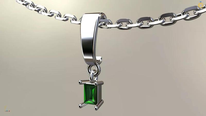 Baguette gemstone pendant Box 2x3mm