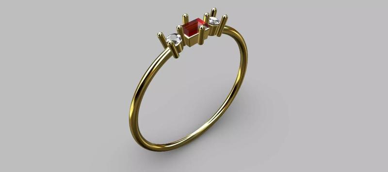 Baguette Ring 2x3mm