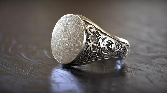 Plain Gold Top Signet Ring with Side Pattern