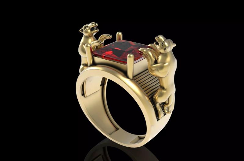 Princess Diamond Panther Head Cocktail Ring