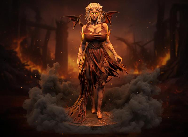 Miniature winged demoness 3D model for printing