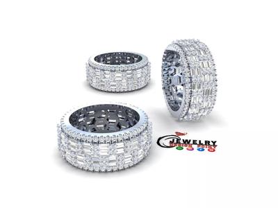 Custom Diamond Ring - Eternity Round w Baguette  Diamond  Ring