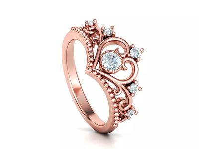 Crown Heart Ring Diamond Princess Ring 3dmodel