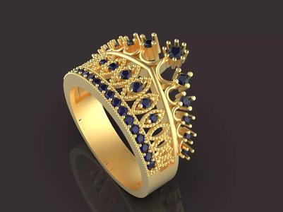 Crown ring Silver Gold  Print Silver Gold  Print