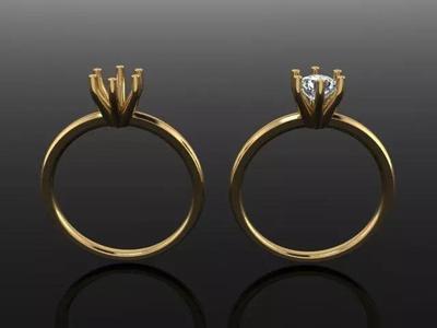 Dainty Solitaire 6 Prong Engagement Ring 5MM