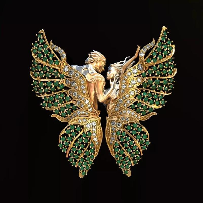 MAGERIT emerald wings brooch
