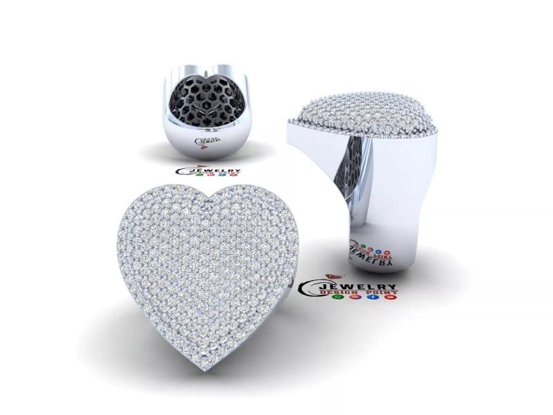 Custom Heart Champions Dome Ring - Heart Diamond Men Ring