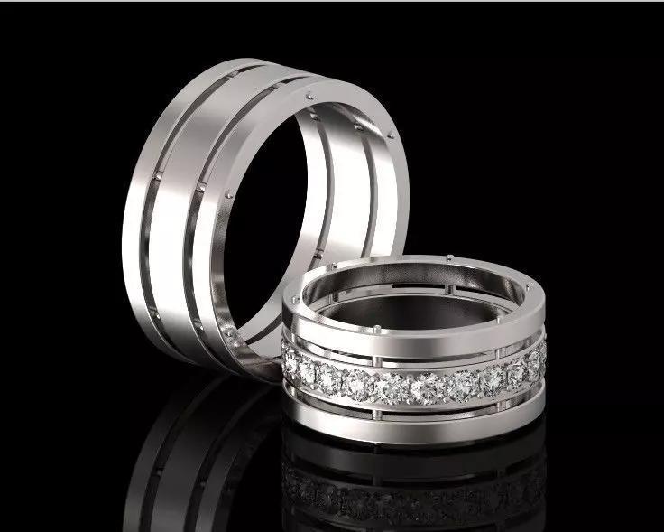 Combined paired wedding rings  816